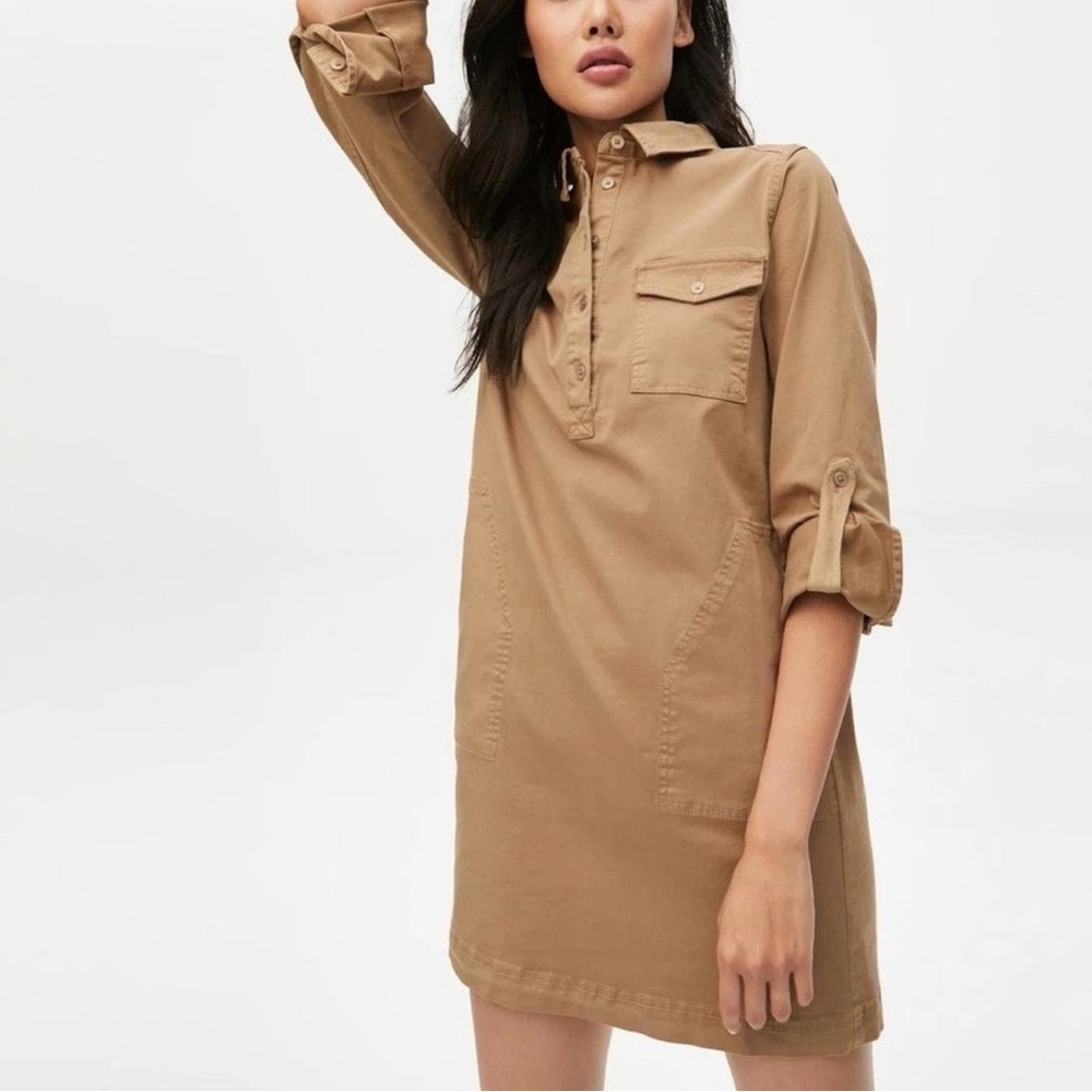 Michael Stars Eleanor Pop Over Shirt Dress Size XS Pockets Neutral
